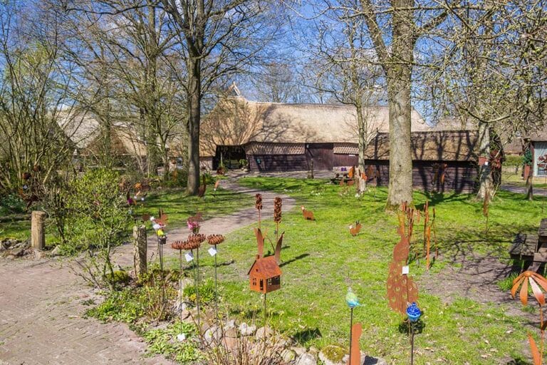 Garden with decoration in historic town Orvelte