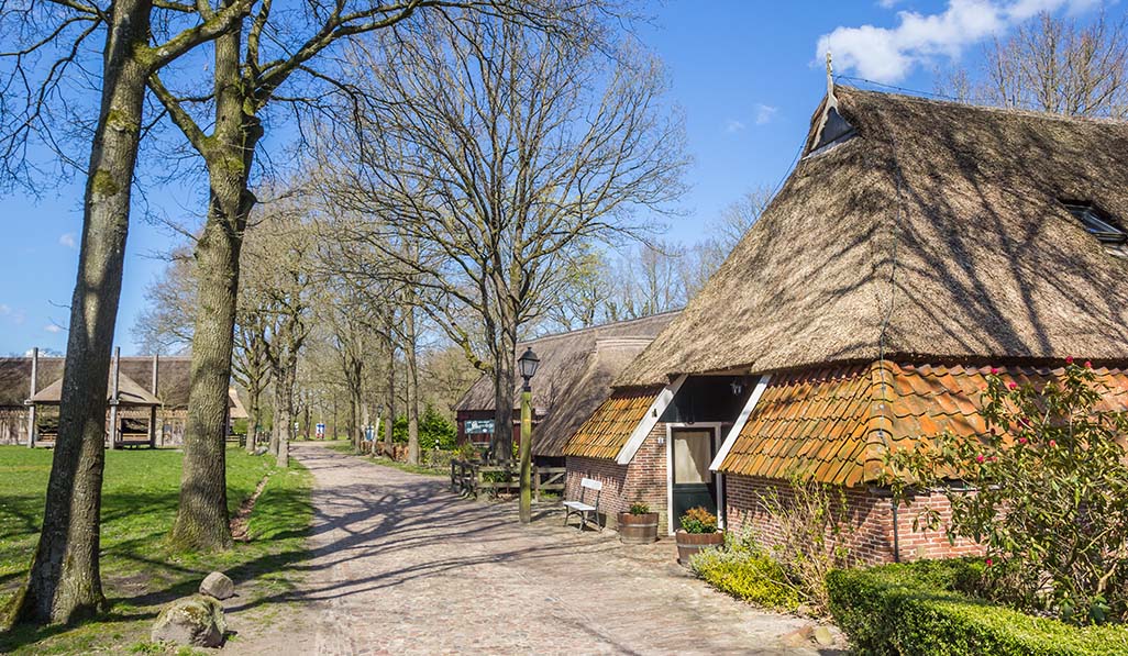 Panorama of an old historic farm in Orvelte